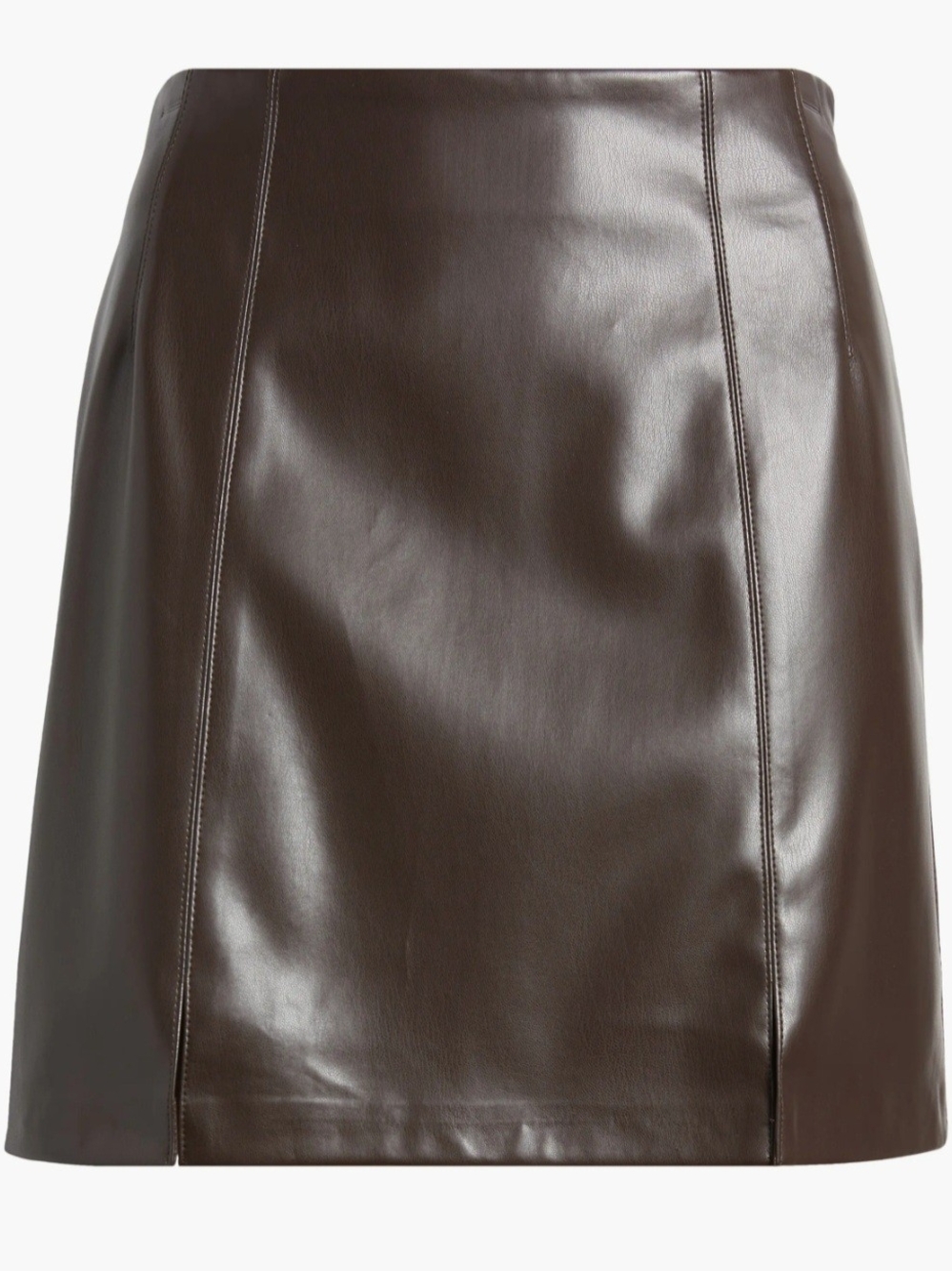 Brown Faux Leather A-Line Mini Skirt